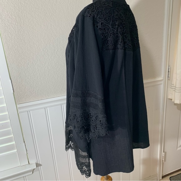 Suzanne Betro Boho embroidered lace trim  tunic top shirt, size 3X - Picture 4 of 7